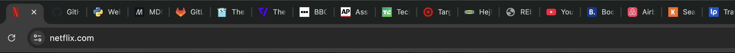 A cramped, unreadable row of Chrome tabs before sorting